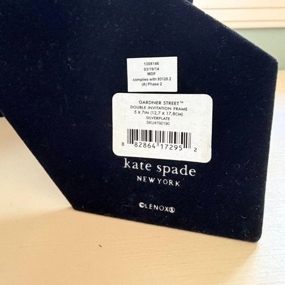 Kate Spade x Lenox Wedding Double invitation picture frame Silver plated gardner